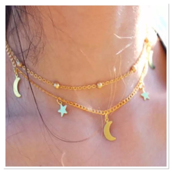 Jewelry - Moon & Stars Double Strand Necklace
